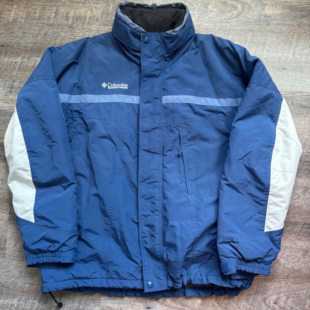 Columbia SM5036 Insulated Ski Jacket XL Regular Blue Colorblock Packable Hood